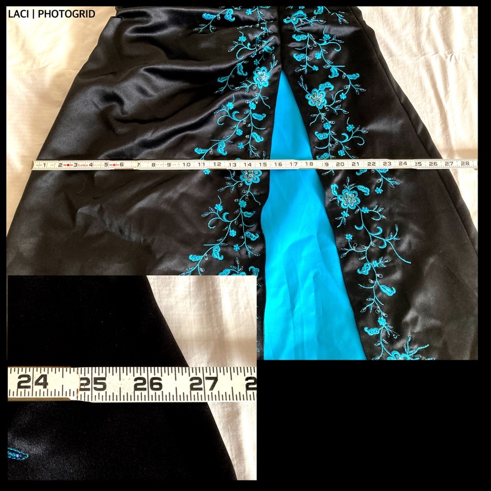 Beaded Embroidered Corset Formal Blue Black Tulle - Picture 12 of 16